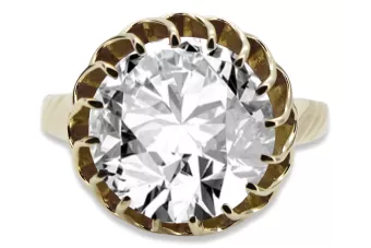 Pierścionek z żółtego 8k złota z Cyrkonią vrc035x-zi Klasyczny Vintage Art Deco Sowiecki ZSRR styl biżuterii